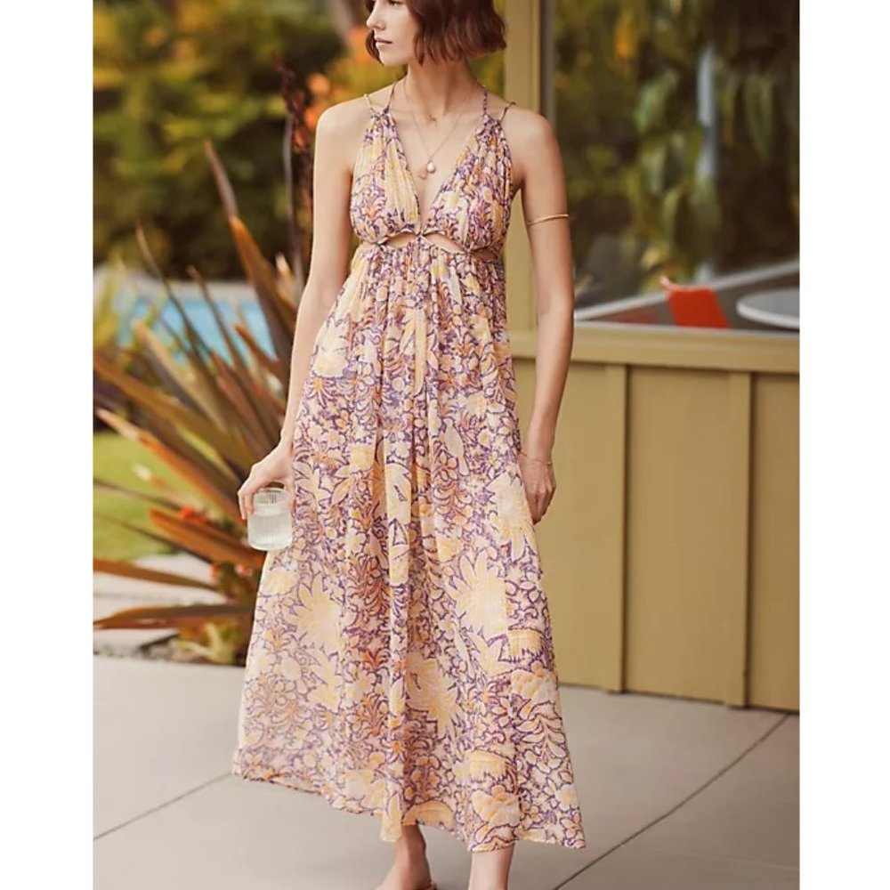 Anthropologie Cutout Lurex Maxi Dress  - Medium